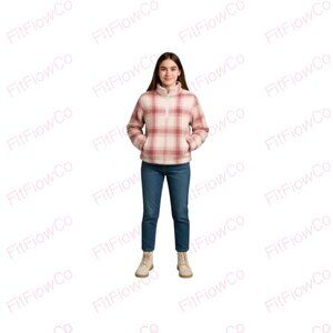 No Boundaries Plaid Sherpa Quarter-Zip Jacket – Juniors XL (16–18) – NWT